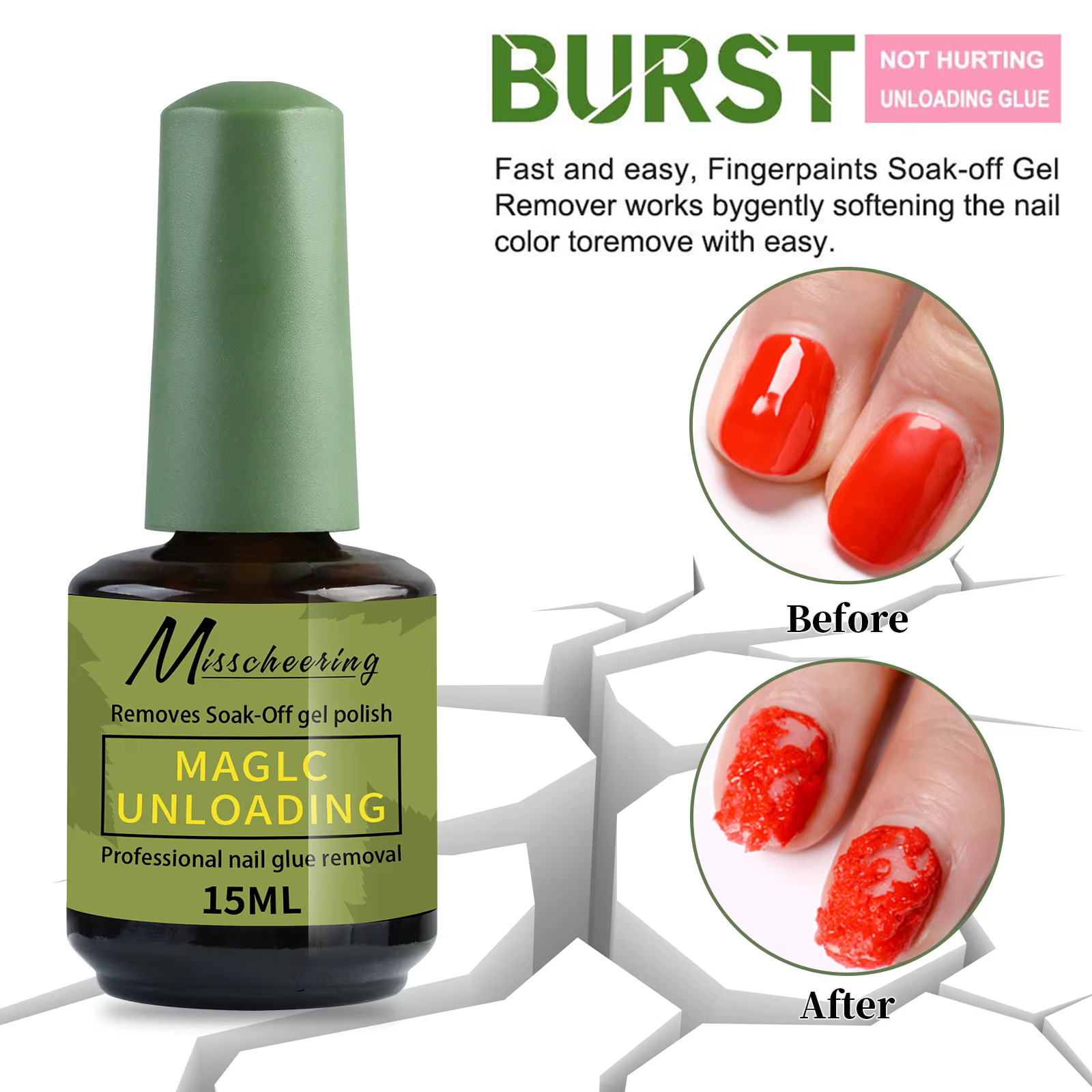 Misscheering 15ml magique rapide dissolvant de vernis à ongles Gel propre UV tremper