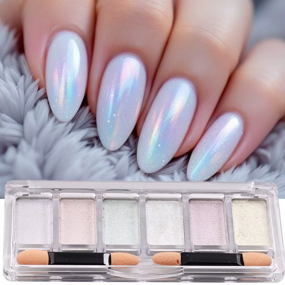 Poudre à ongles chromée 6 couleurs