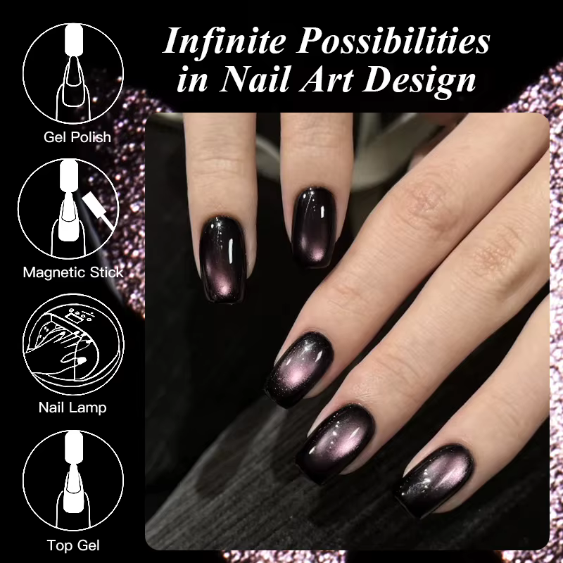 Vernis à ongles Gel magnétique chat lumière d'eau effet de perle de verre coloré Semi Permanent tremper UV LED Gel