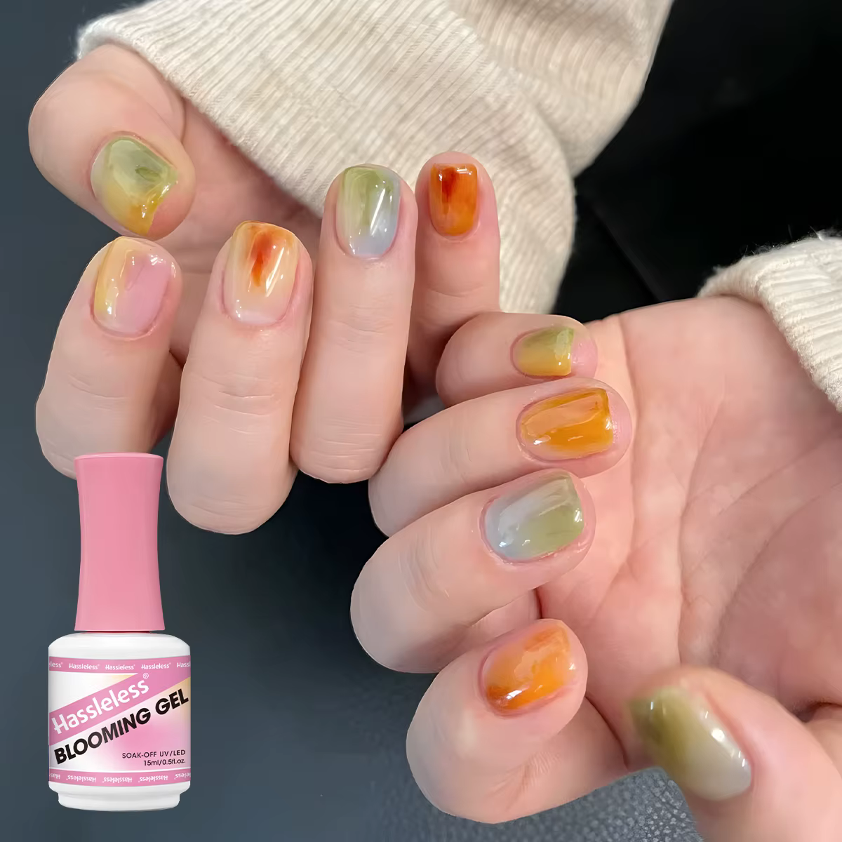 Vernis à ongles transparent effet dégradé floral Hassleless 15 ml