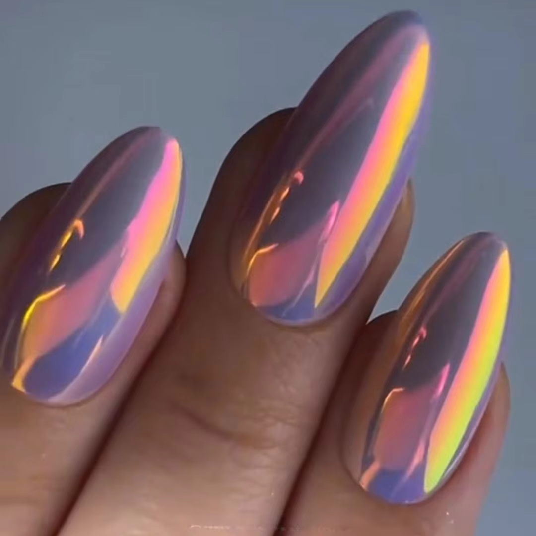Poudre de pigment pour ongles effet miroir arc-en-ciel Aurora Opale en vrac