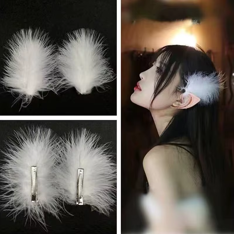 Pince à cheveux en plumes blanches dégradées pour femmes et filles, coiffure de mariage, barrettes de plumes douces, accessoires pour cheveux, 03 personnalité, 2 pièces