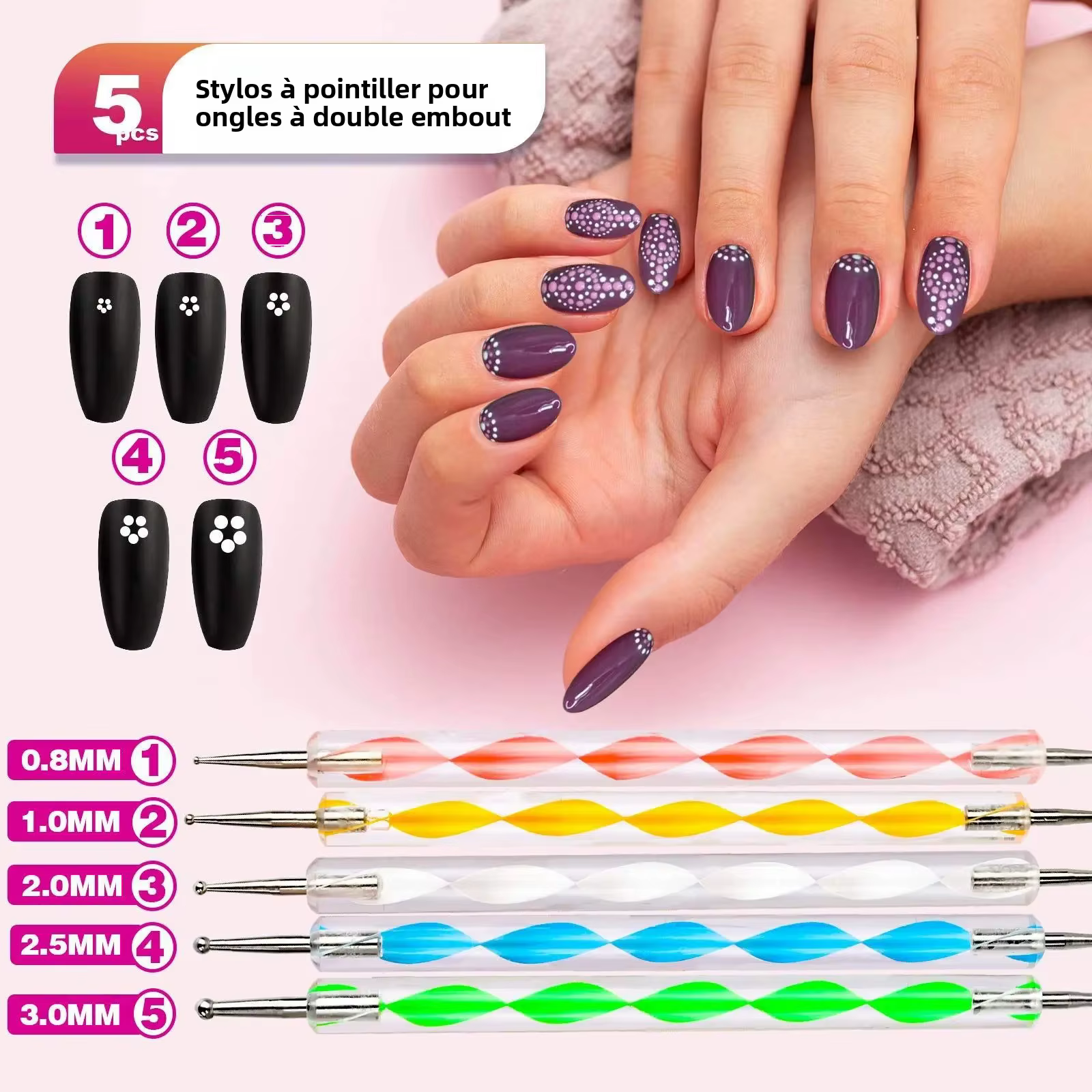 Ensemble professionnel de 36 pinceaux et accessoires pour nail art – Convient aux salons de manucure