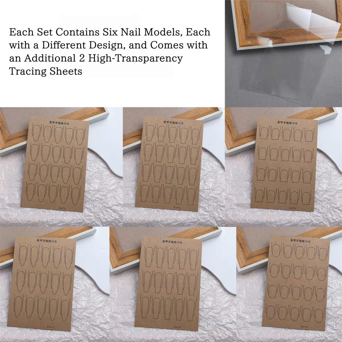 100 ensembles de carton de pratique de peinture à la main pour Nail Art