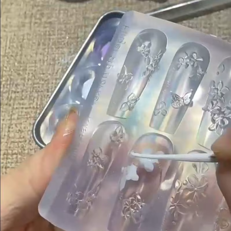 Modèles d'art d'ongle moule d'ongles Punk lapin ours dentelle arc 3D Silicone acrylique Relief bricolage décorations