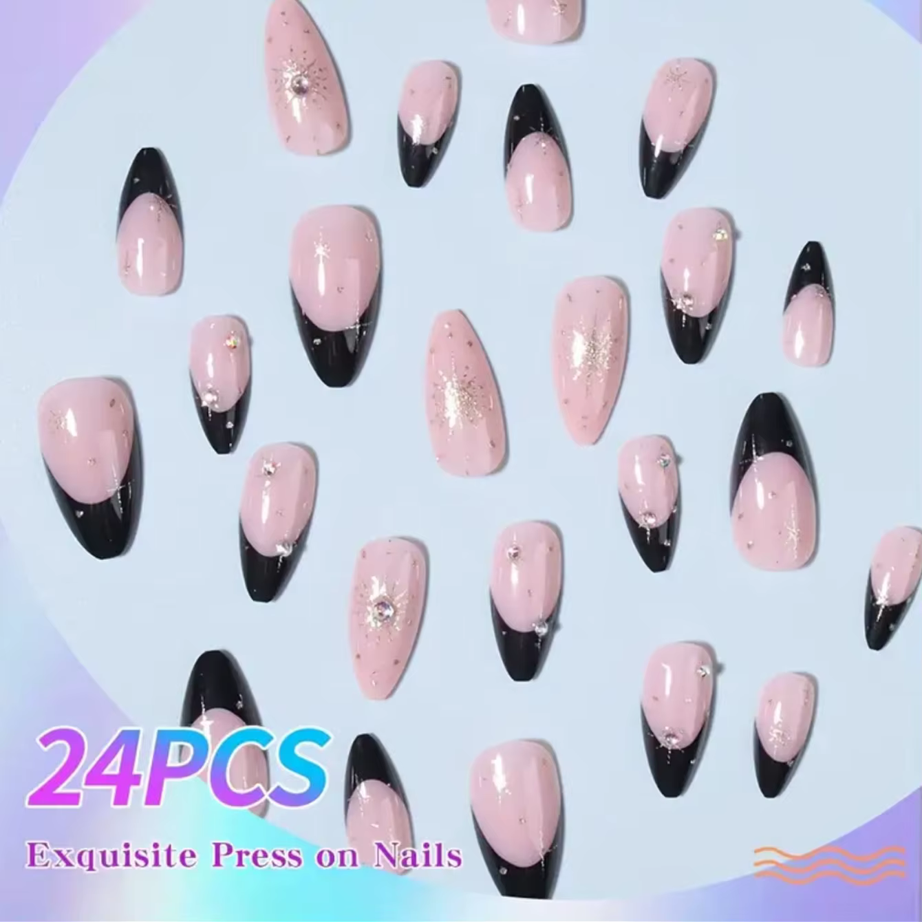 Faux ongles à pression en amande moyenne