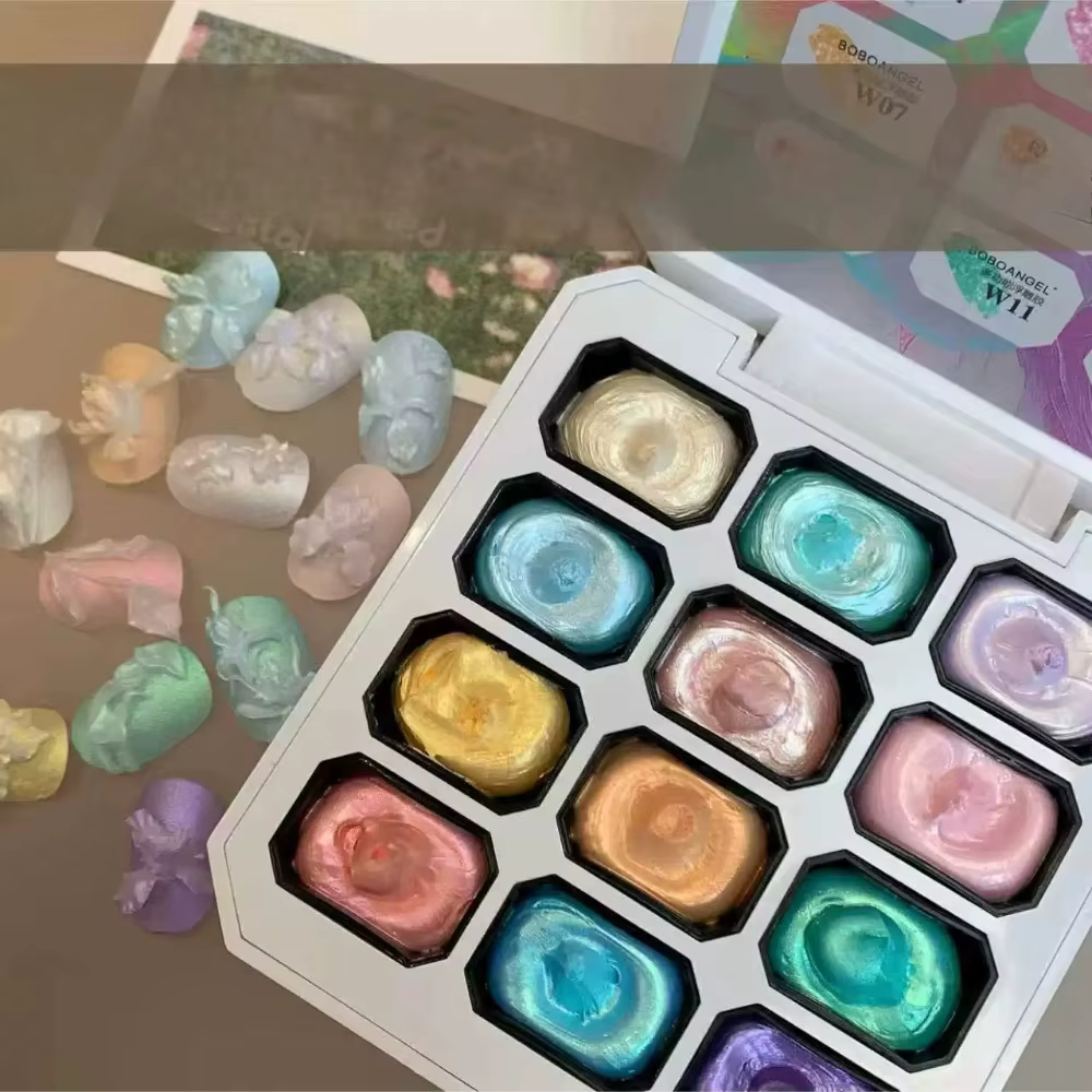 Vernis à ongles en gel nacré solide pour effet de sculpture 3D, texture créative, motifs floraux, vernis à ongles UV LED, manucure