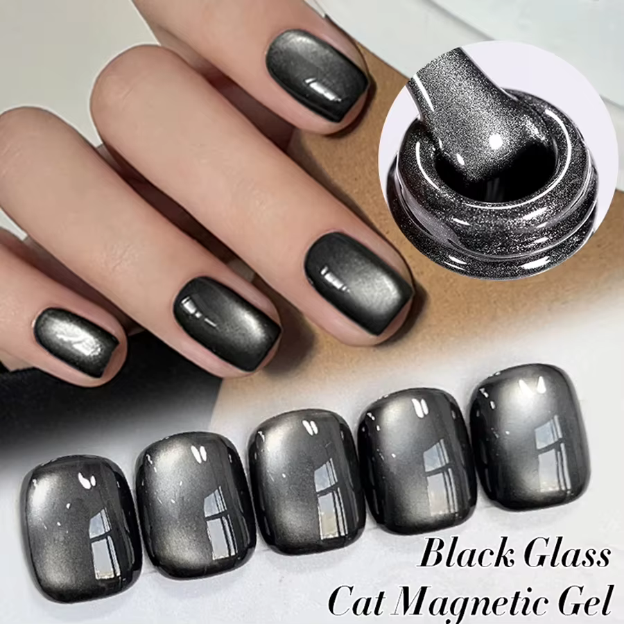 QAZIXU 10ml Vernis à ongles gel effet œil de chat noir