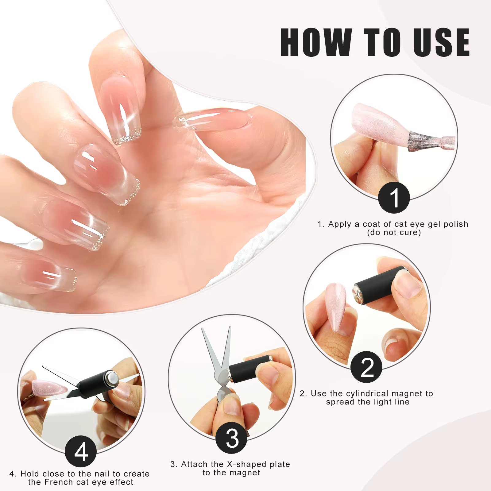 Kit d'aimants pour nail art français à double tête
