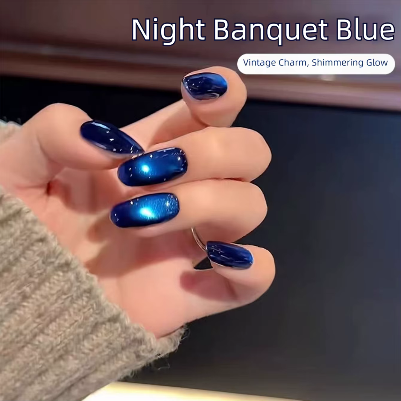 MN Midnight Banquet Gel Ongles Effet Œil de Chat Bleu