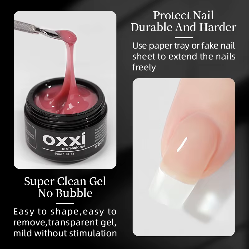 OXXI 56ml UV Extension d'ongle Gel semi-permanent constructeur vernis manucure Poly ongles Gellac acrylique Gel