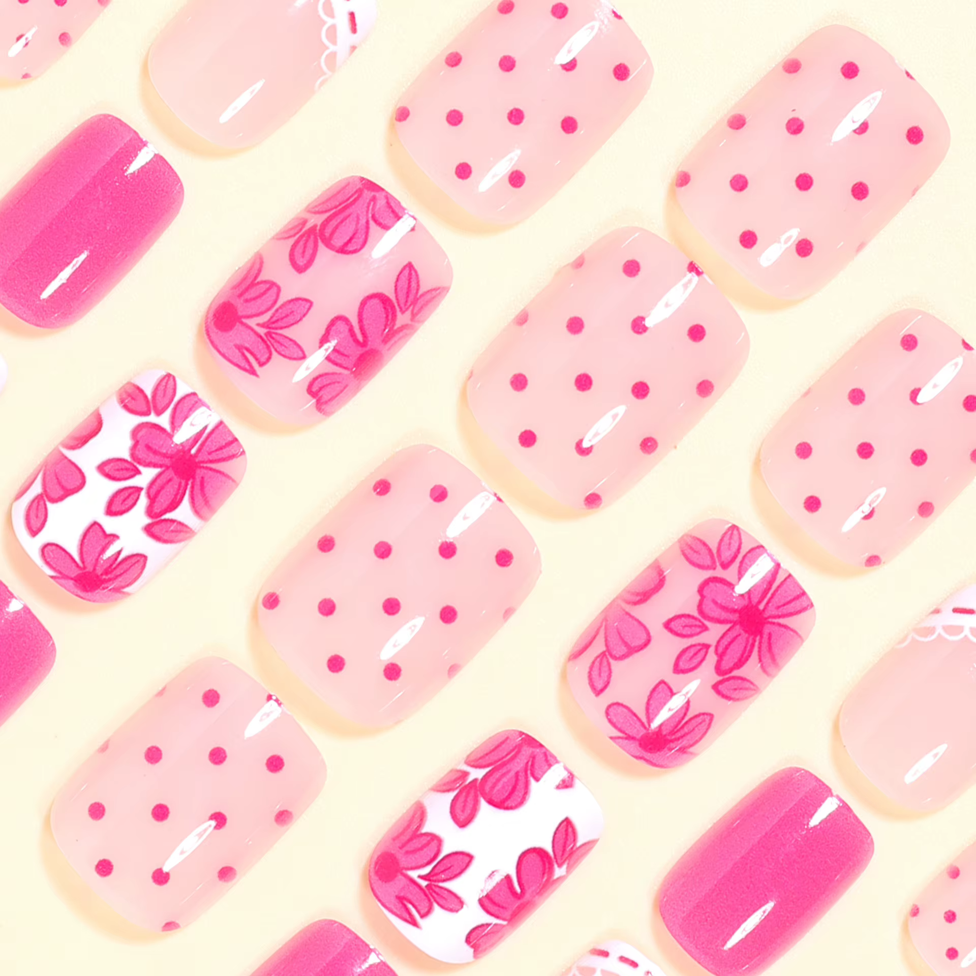 Faux ongles carrés courts pour femmes et filles