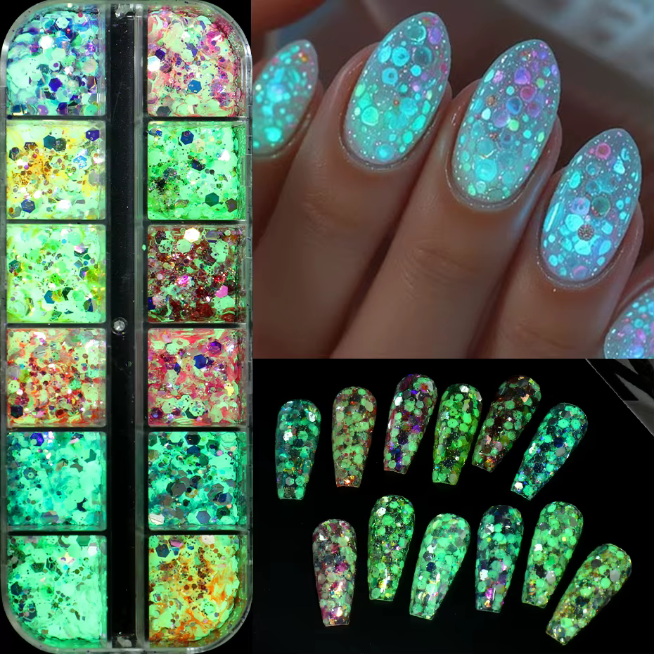 Poudre holographique hexagonale brillante pour Nail Art