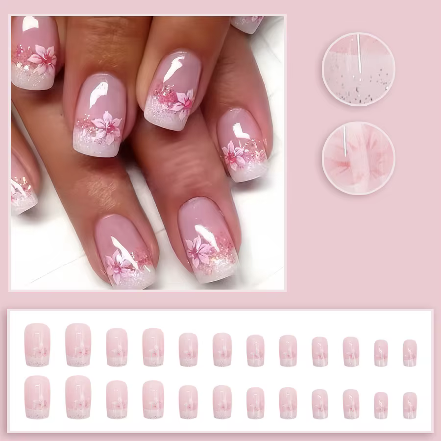 Faux ongles mi-longs pour femmes et filles