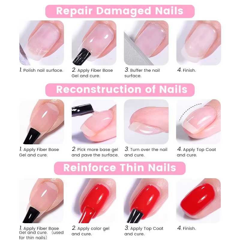 UR SUGAR 15ml Gel de base en fibre de caoutchouc pour ongles cassés