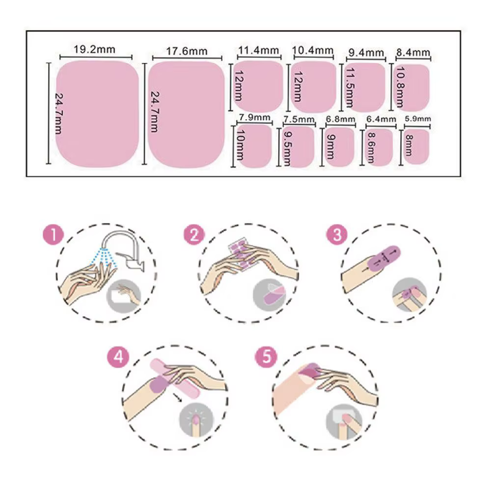 Femmes filles faux ongles rayure couverture complète imperméable Style frais décorations de pieds bricolage manucure