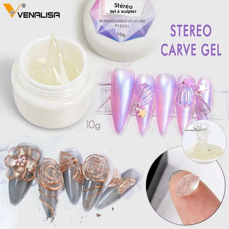 VENALISA Gel Sculpté Stéréo PVC Souple Solide pour Nail Art