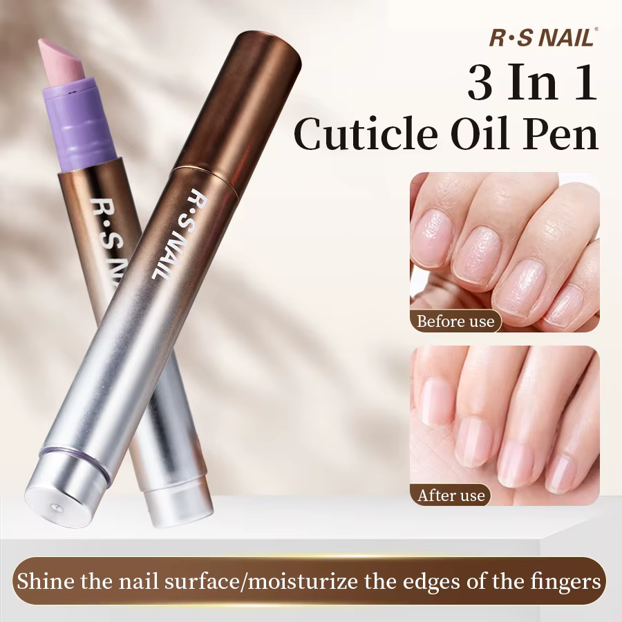 RSNAIL Stylo à huile pour cuticules 3 en 1 avec poussoir à ongles en céramique