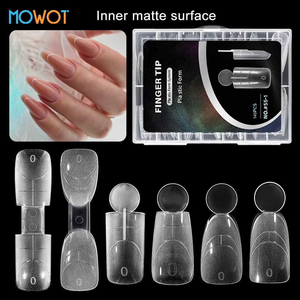 MOWOT Moules à ongles double face effet mat 140 pièces pour extension rapide