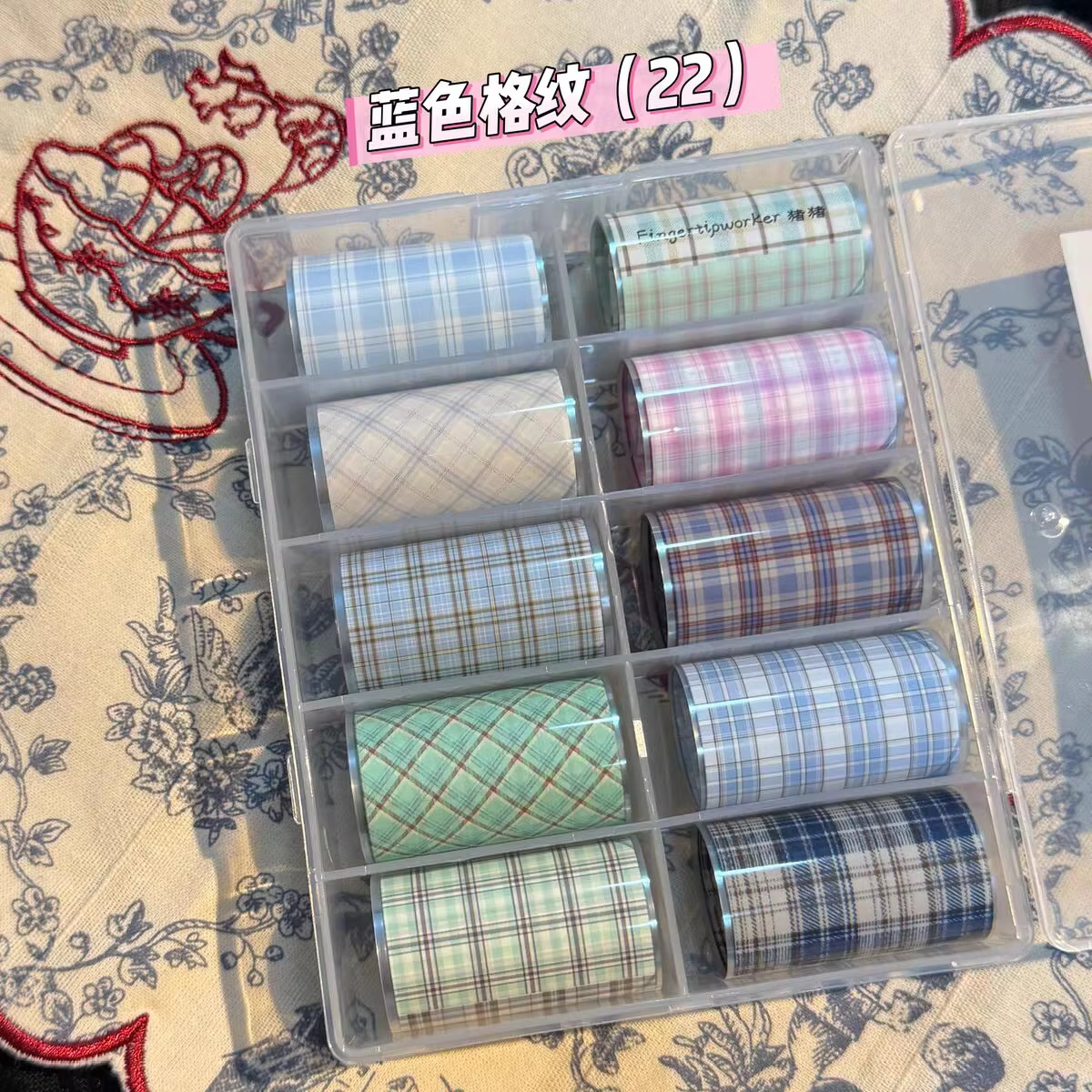 10 rouleaux à carreaux mille oiseaux arc étoiles feuilles à ongles papier de transfert Nail Art autocollants manucure