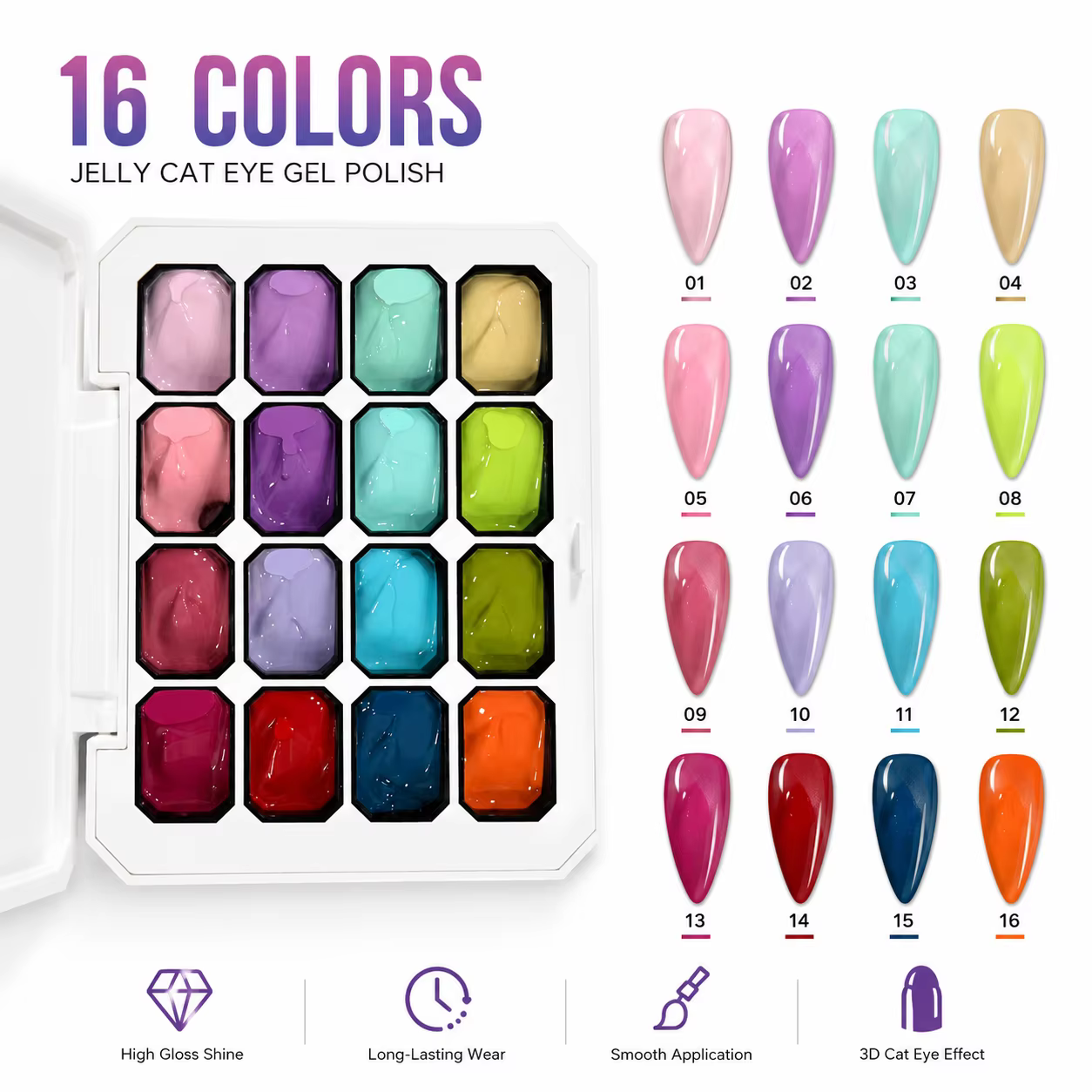 Gel de peinture pour ongles 16 couleurs pour estompage