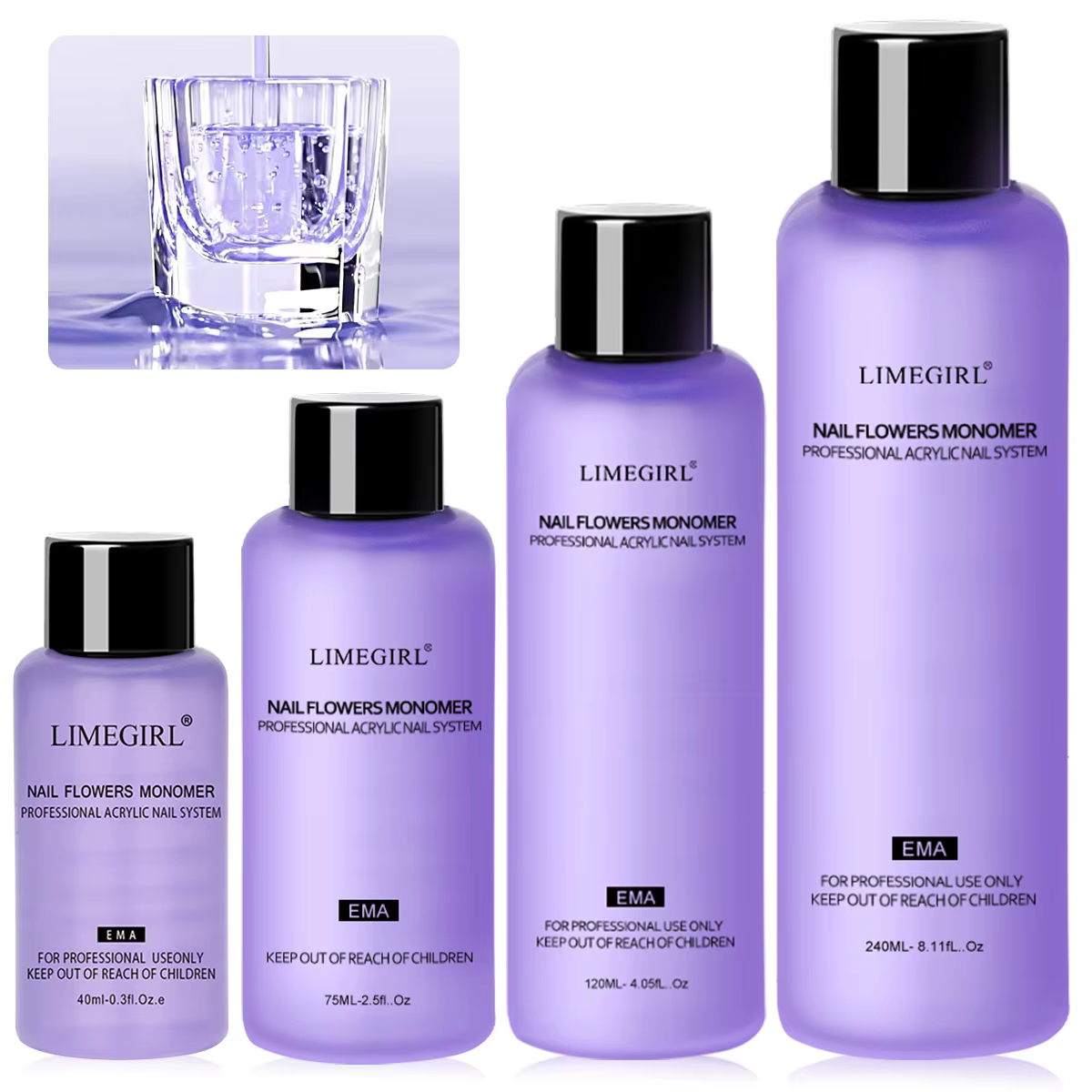 Limegirl-Liquide monomère acrylique grande capacité pour manucure