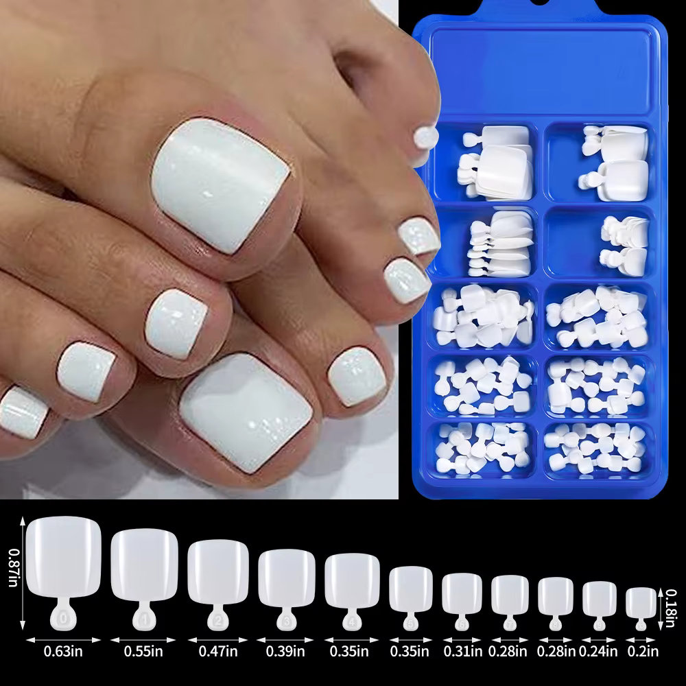24/100 pièces Faux ongles de pieds rouge bordeaux