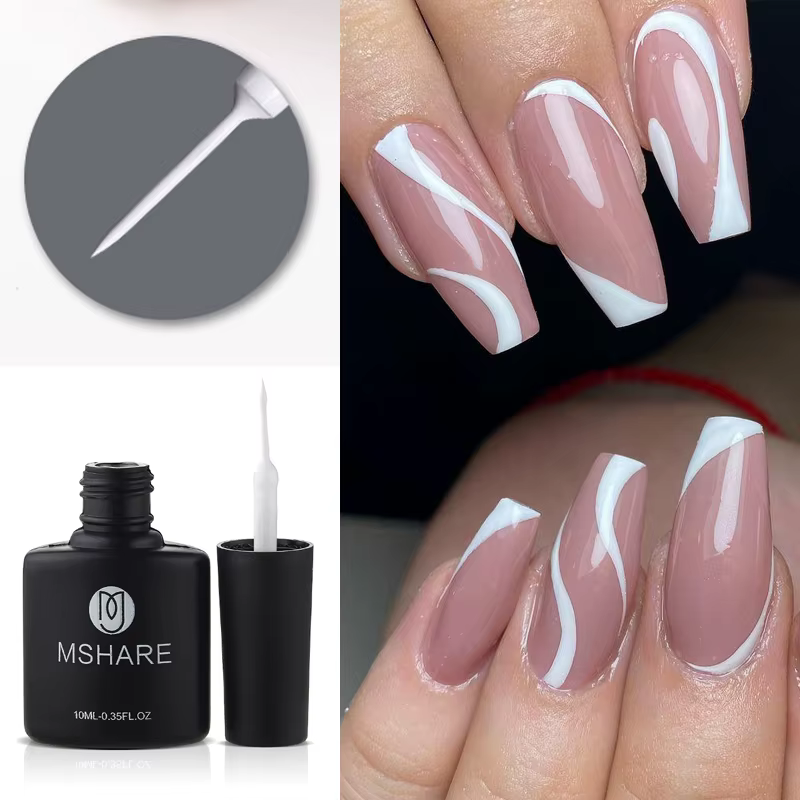MSHARE Ongles Abstraits Rose Blanc Ligne Liner Gel Nail Art 10 ml