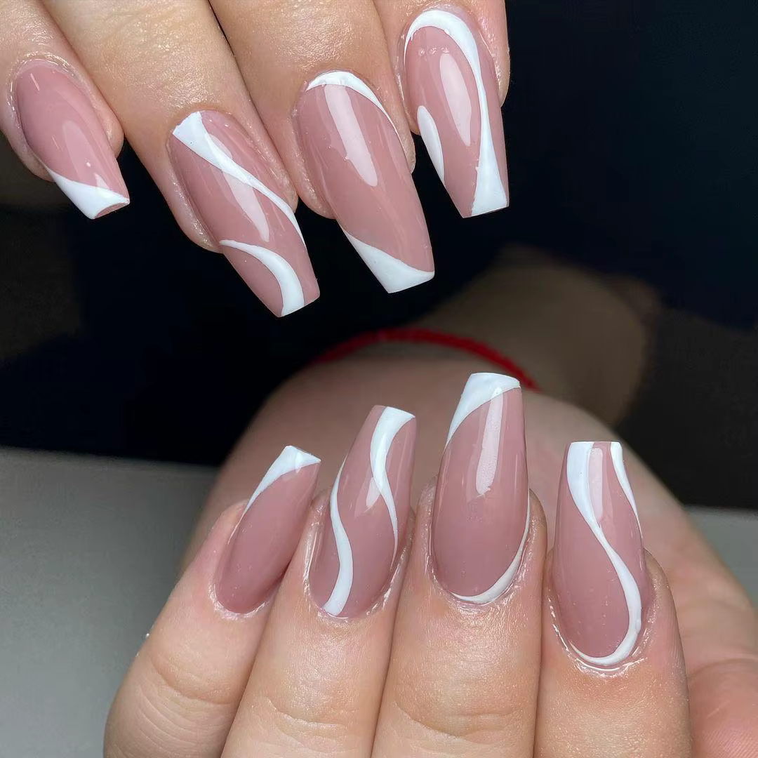 MSHARE Ongles Abstraits Rose Blanc Ligne Liner Gel Nail Art 10 ml